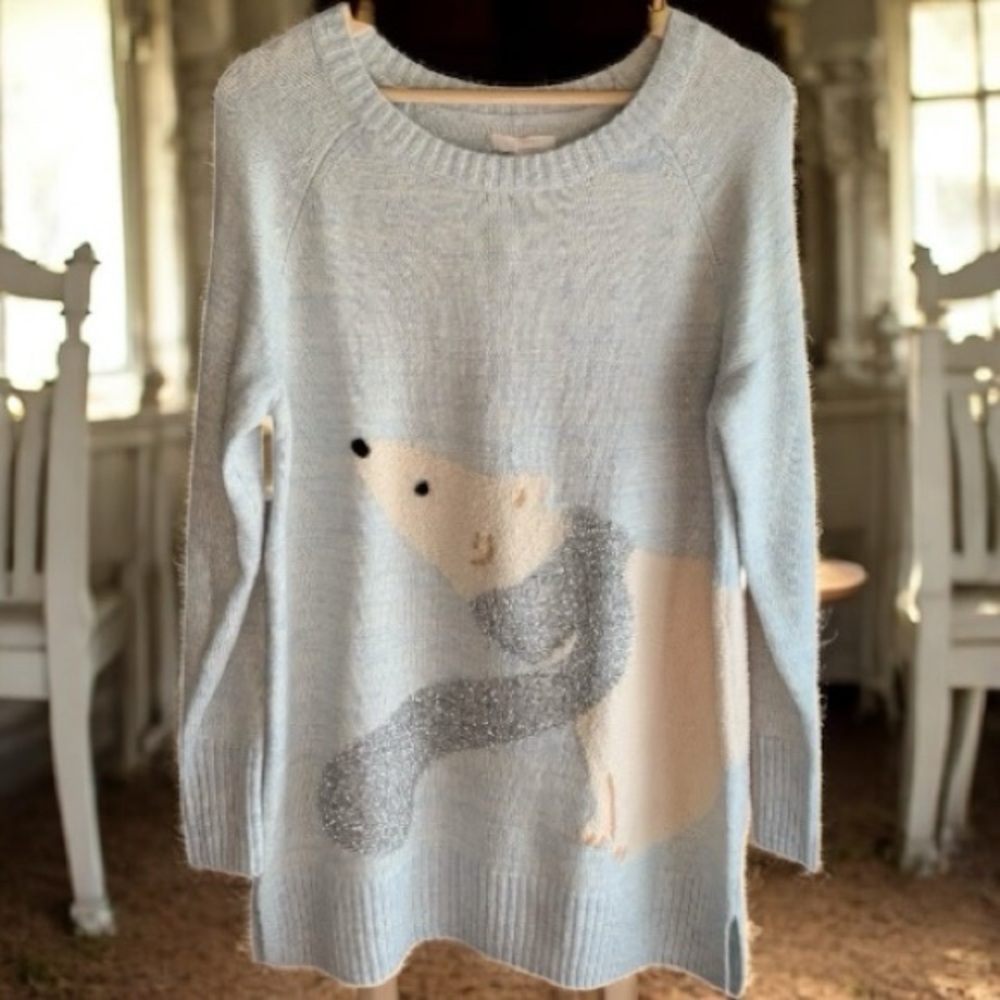 Lauren Conrad Sweater New With Tags / Light Blue with Polar Bear Soft / Medium. - Picture 4 of 17
